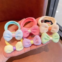 6/Set Cute Bow Flower Rubber Elastic Hair Bands Girls Not Hurt Hair Small Scrunchie Kids Sweet Hair Ties Hair Accessories