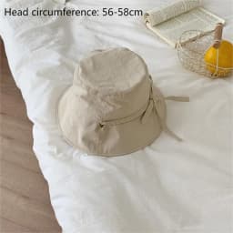 Casual Windbreak Rope Fisherman Hat Thin Lace-up Sunshade Basin Hat Solid Color Sunscreen Hat Summer