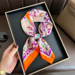 Summer Sunscreen Lemon Print 70cm Square Beach Silk Scarf Casual Elegant Thin Breathable Neck Women Head Wrap Hair Scarves Shawl