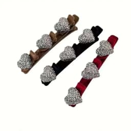 2pcs Flocked Bangs Side Clip Crystal Love Heart Hair Braiding Hairpins Women Girls Clip Bangs Barrettes Hair Accessories