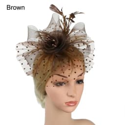 Cocktail Mesh Flower Feathers Hair Clip Fascinator Hat for Women Tea Party Headband Hair Accessories