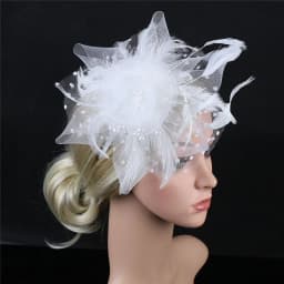 Cocktail Mesh Flower Feathers Hair Clip Fascinator Hat for Women Tea Party Headband Hair Accessories