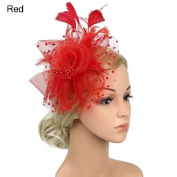 Cocktail Mesh Flower Feathers Hair Clip Fascinator Hat for Women Tea Party Headband Hair Accessories