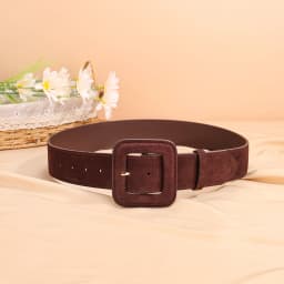Fashion Women's Suede Belt Wide High Waist Belt Vintage Chunky Buckle Leather Belts Decoration for Dress Coats