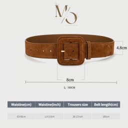 Fashion Women's Suede Belt Wide High Waist Belt Vintage Chunky Buckle Leather Belts Decoration for Dress Coats