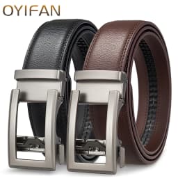 Fashion Designer Automatic Buckle Belt For Men Business & casuals Belt Men's Genuine Leather Belt Adjustable ratchet belt Men