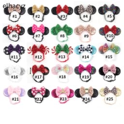 2026 Disney 3.3"Minnie Mickey Ear Elastic Headbands For Newborn Fashion Glitter Adjusted Hairband Baby DIY Hair Accessories