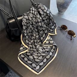 New 100% Real Silk Satin Women Scarf 2025 Flower Printed Foulard Femme Square Head Scarfs Bandana Shawl For Lady Hijab