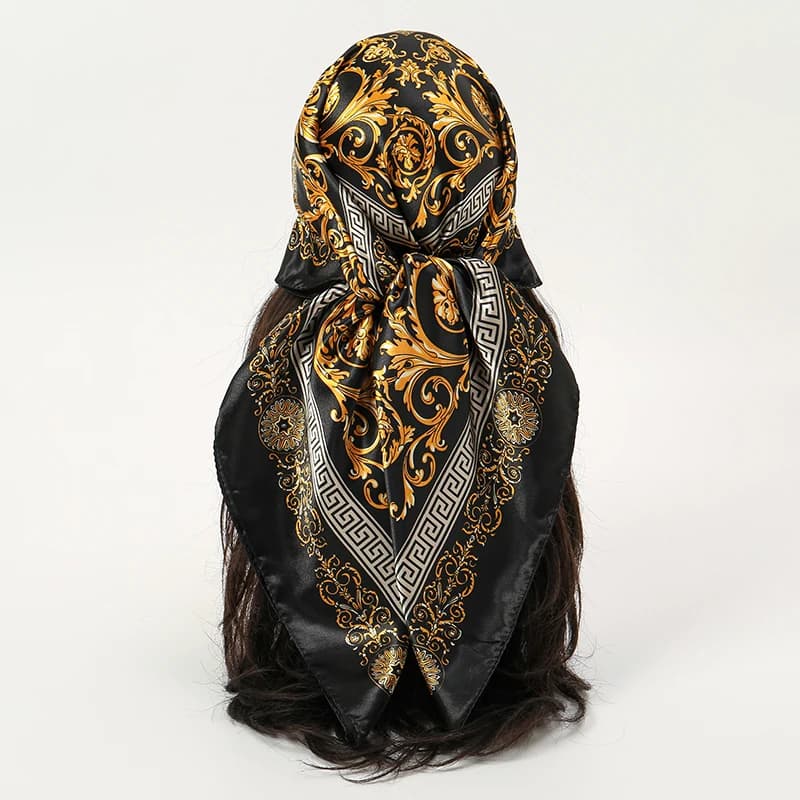 2025 Silk Shawl Square Scarf For Women Print Headband Foulard Satin Hijab Hair Bands Neckerchief Female Head Wraps Bandana
