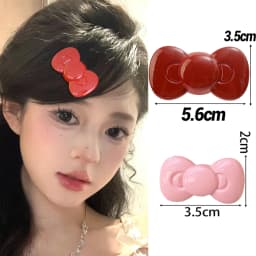 Kawaii Bow Hairpin Cute Girls Women Heart Side Clip Bangs Duckbill Hair Clips Elegant Barrette Casual Fashion Hair Accessories