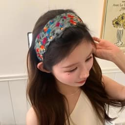 2pcs Women'S Floral Lace Headbands - Vintage Bohemian Wide Non-Slip Mesh Hairbands with Comb Teeth, Colorful Flower Embroidery