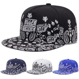 2025 New West Coast Cashew Flower Flat Edge Hat Men's Street Dance Hip Hop Hat Women's Outdoor Leisure Sunshade Hat Baseball Hat