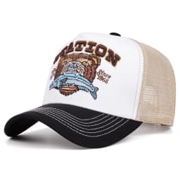 2025 Fashion New Bear Eating Fish Truck Hat Men's Street Skateboarding HipHop Hat Women's Outdoor Sunshade Baseball Hat Mesh Hat