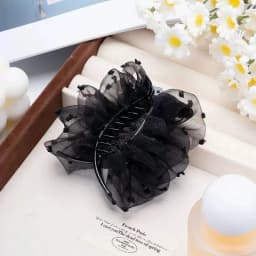 1pc crumpled style versatile netting design, simple and elegant, fashionable and versatile bun grab clip.