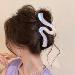 1pc New High-End Pearl Wave Clip, Shark Clip, Large Hair Clip, Back of Head Clip, Hair Accessory