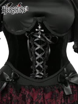 HERSHINE Women's Black Fashion Cross Velvet Shaping Waist Cincher, Y2K Gothic Harajuku Style Sexy Accessory,spring,summer