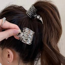 Hollow Metal Fixed Artifact Hair Clip Temperament Clip Cool Style High-end Feeling Women's High Ponytail Grip Clip