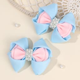 2Pcs Trendy Flower Bud Bow Hair Clips For Girls Sweet Rhinestone Pink Bownot Hairpins Kids Daily New Headwear Hair Accessories