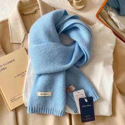Knitted Scarf Women 100% Wool Winter Warm Scarves Bright Solid Color Design Thickened Shawl Soft Cashmere Pashmina Neck 2025 NEW