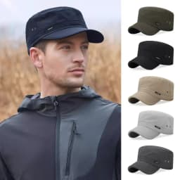 Spring Summer Anti-UV Baseball Cap Adjustable Breathable Cadet Hat Casual Outdoor Flat Top Cap Men