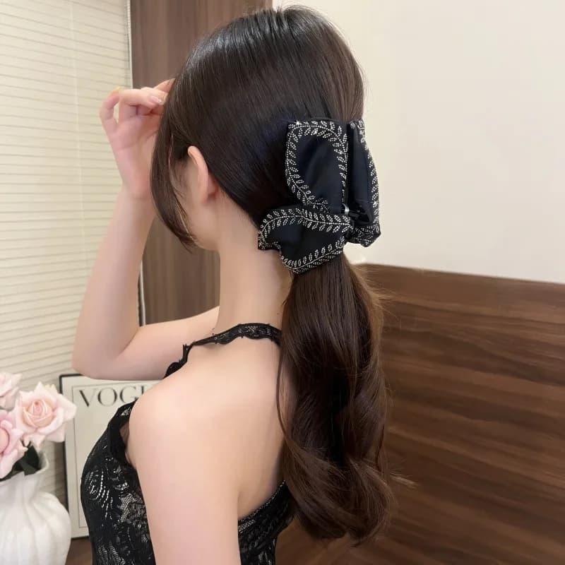 1pc Design sense, leaf, wheat ear, shark clip, satin, sparkling diamond, temperament, grip, clip, hair, grip