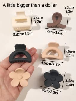 8Pcs Matte Small Flower Hair Clips 6.5cm Square Hair Claws for Women Girls Thin Hair Simple 3.8cm Rectangle Hair Accessories