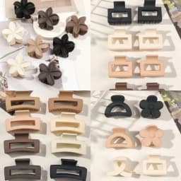 8Pcs Matte Small Flower Hair Clips 6.5cm Square Hair Claws for Women Girls Thin Hair Simple 3.8cm Rectangle Hair Accessories