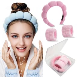 Chic Fried Dough Twists Sponge High Crown Headband Towel Fluffy Hair Hoops Wristband Womens Face Wash Hair Clips Accessories Set
