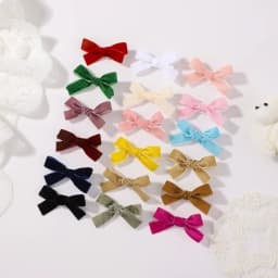 Candy Color Velvet Bows Hair Clips for Baby Girls, Handmade Bowbot, Hairpin, Festival Headwear, Hair Accessories Gifts, 6 PCs