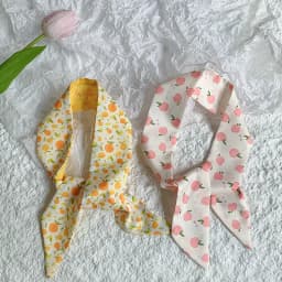 New Luxury Fruit Design Women Long Scarf Chiffon Silk Scarves Rubber Red Tie Black Bag Ribbon Headbands Bag Scarves Neckerchief