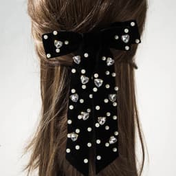 Crystal Hair Accessories Velvet Hair Bow for Women Girls Elegant Pearl Rhinestone Hair Clips French Style Hair Accessories
