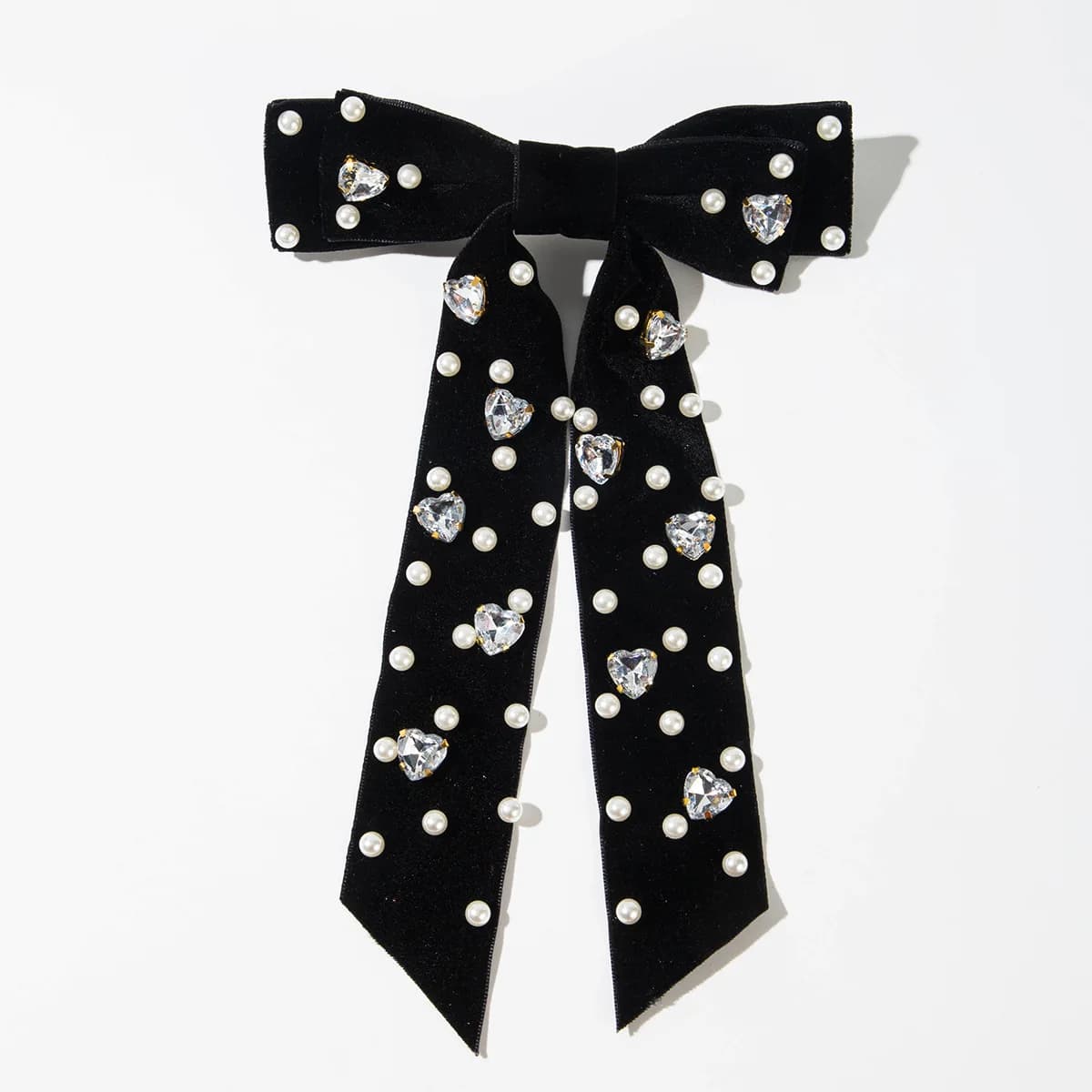 Crystal Hair Accessories Velvet Hair Bow for Women Girls Elegant Pearl Rhinestone Hair Clips French Style Hair Accessories