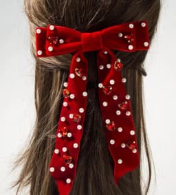 Crystal Hair Accessories Velvet Hair Bow for Women Girls Elegant Pearl Rhinestone Hair Clips French Style Hair Accessories