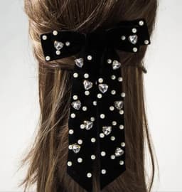 Crystal Hair Accessories Velvet Hair Bow for Women Girls Elegant Pearl Rhinestone Hair Clips French Style Hair Accessories