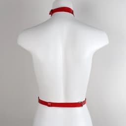 Edgy Y2K Faux Leather Choker Harness Belt - Choker & Chain Integrated Waist Accessory