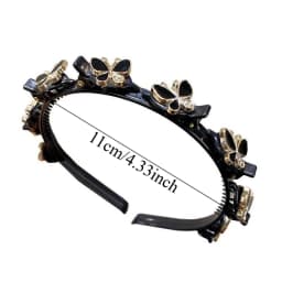Elegant Hair Bands with Clips Shiny Sweet Rhinestone Bangs Clip Headband Hair Weaving Tool Headwear Women Butterfly Hair Hoop