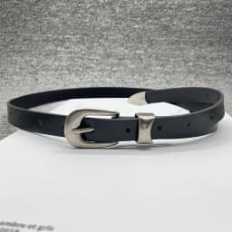 2026 Retro High-end Black y2k belt Ins Men's and Women's Versatile Metal Vintage Silver Buckle bb belt Fashion Trend Accessories