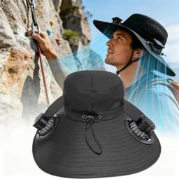 Quick Dry Men Sun Hat with Solar Powered Fan Large Size USB Rechargeable Outdoor Cap for Hiking Camping Fishing UV Protection
