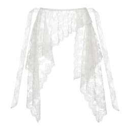 Embroidered Flower Butt Curtain Skirt High Waist Irregular Hem Lace Trim Butt Curtain Ruched Ruffles Trim Mini Apron Harajuku