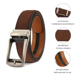 Men's Business Belt Leather Classic Alloy Buckle High Quality Casual Fashion Ratchet Adjustable Belt