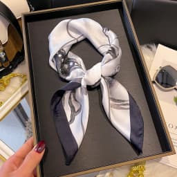 Fashion Ocean Shell Pattern Print Square Silk Scarfs for Women Neck Ties Soft Hijab Headscarf Foulard Bandana Decoration Scarves