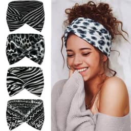 1PC Leopard Print Twisted Headbands For Women Elastic Wide Hair Bands Fashion Boho Hair Accessories For Daily Wear Yoga Sports
