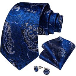 Paisley Floral Men's Ties Jacquard Wedding Accessories Neck Tie Set Handkerchief Cufflinks Gift For Men