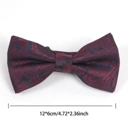 Exquisite Burgundy Red Paisley Men Tie Jacquard Woven Handkerchief Bowtie Sets Groom Wedding Party Gifts Party Accessories