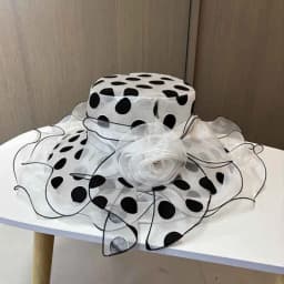 Lightweight Women's Sun Hat Features Large Floral Design Polka Dot Print Making It Perfect for Church and Outdoor Activities
