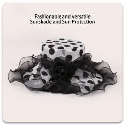 Lightweight Women's Sun Hat Features Large Floral Design Polka Dot Print Making It Perfect for Church and Outdoor Activities
