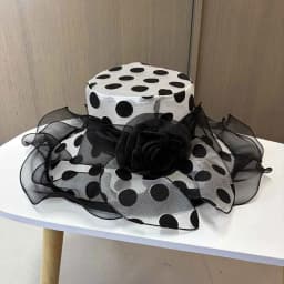 Lightweight Women's Sun Hat Features Large Floral Design Polka Dot Print Making It Perfect for Church and Outdoor Activities