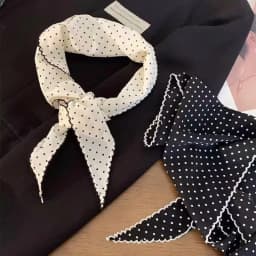 Black White Polka Dot Scarf for Women Girls Triangle Scarf Waist Belt Headscarf Neck Scarf Multiuse Summer Sun Protection Shawl