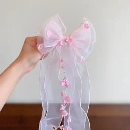 Cute Princess Tulle Bow Hair Clips for Girl Long Ribbon Streamer Flower Decor Hair Barrettes Toddler Kids Sweet Hair Accessories