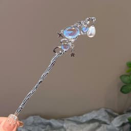 New Chinese Style Snake Shaped Moonstones Hairpin Fashion Metal Hanfu Hairpin Hair Chopsticks Headwear Hair Accessories Gift